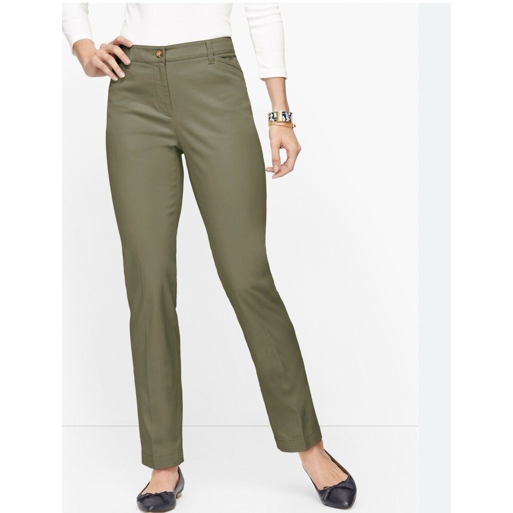 TALBOTS‎ The Perfect Chino Pants Size 14 Army Green NEW Straight Leg Casual Work